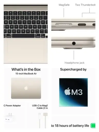 MacBook Air 15-inch (M3, 2024) with 512GB Storage